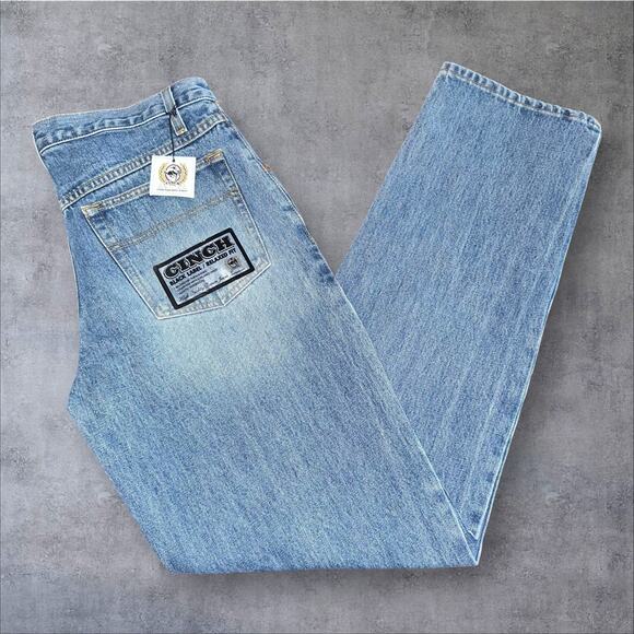 CINCH Mens 31x34 Blue Light Wash Black Label Relaxed Fit Tapered Leg Denim Jeans